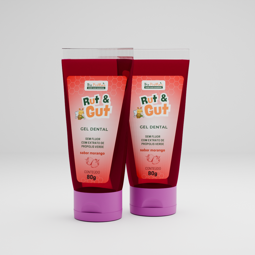 Gel Dental Infantil Rut & Gut - Sabor Morango com Própolis - 80g