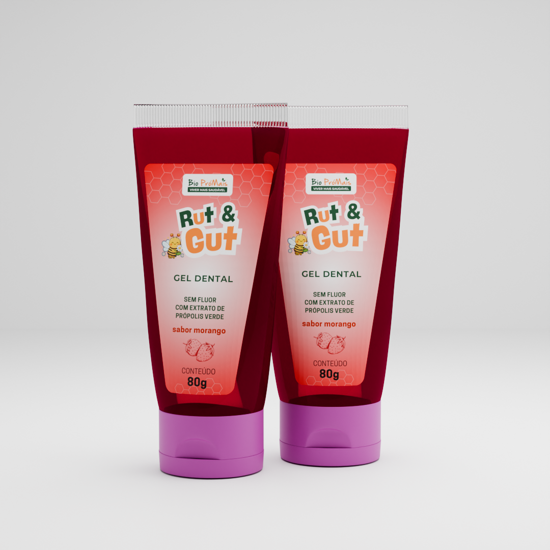 Gel Dental Infantil Rut & Gut - Sabor Morango com Própolis - 80g
