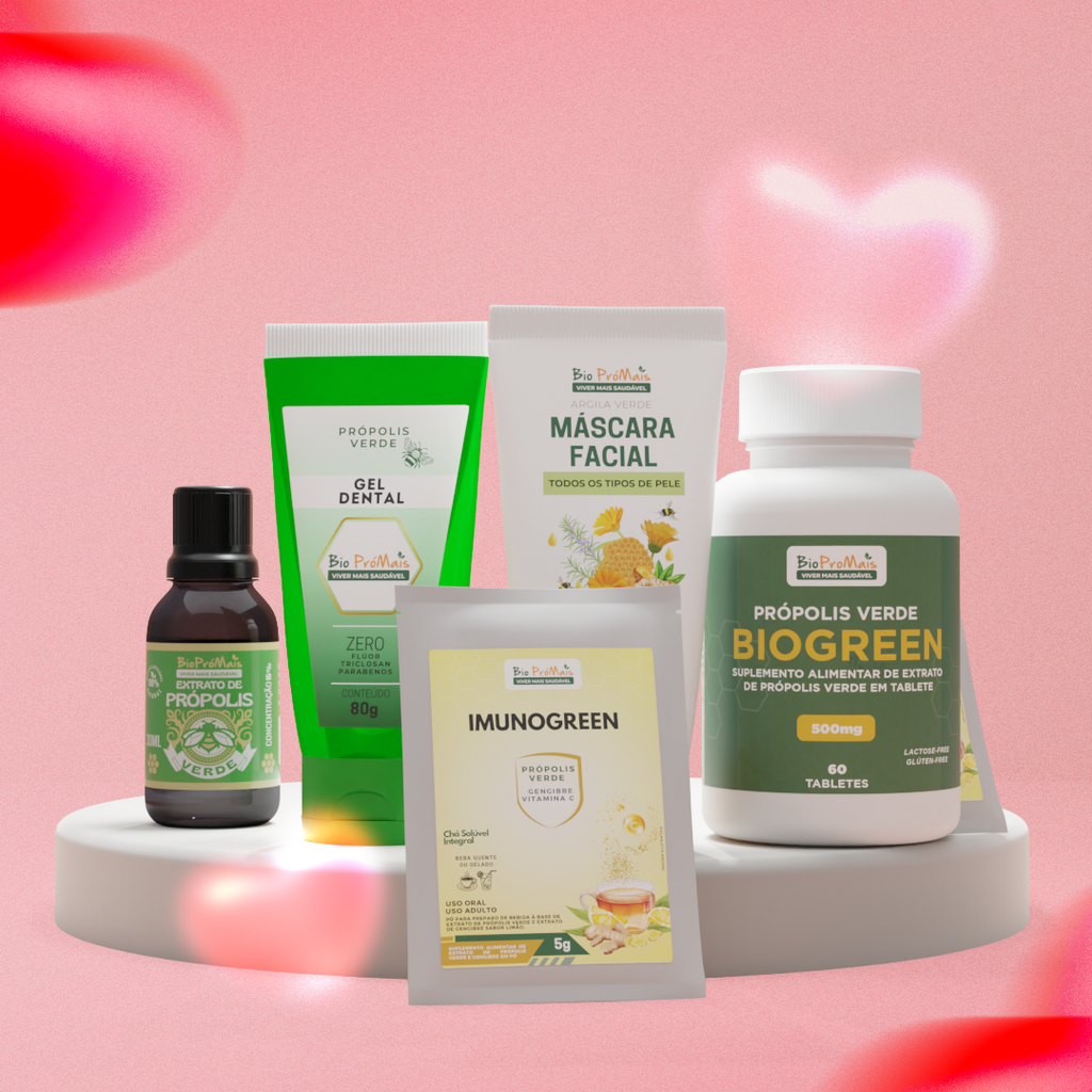 Kit Dia dos Namorados Biopromais - Coleção Completa com 5 Produtos de Própolis Verde