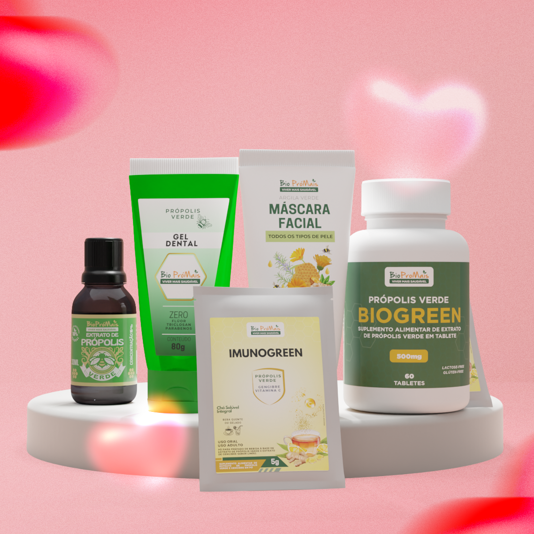 Kit Dia dos Namorados Biopromais - Coleção Completa com 5 Produtos de Própolis Verde