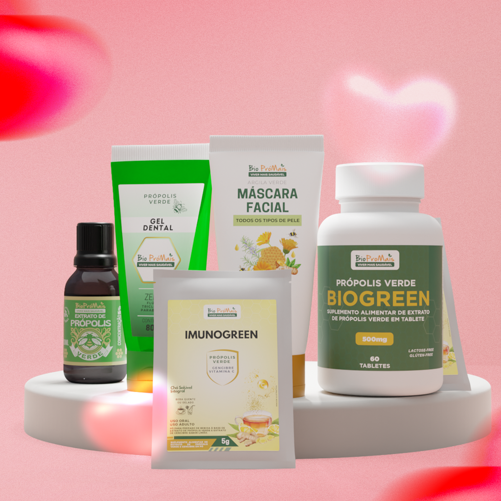 Kit Dia dos Namorados Biopromais - Coleção Completa com 5 Produtos de Própolis Verde