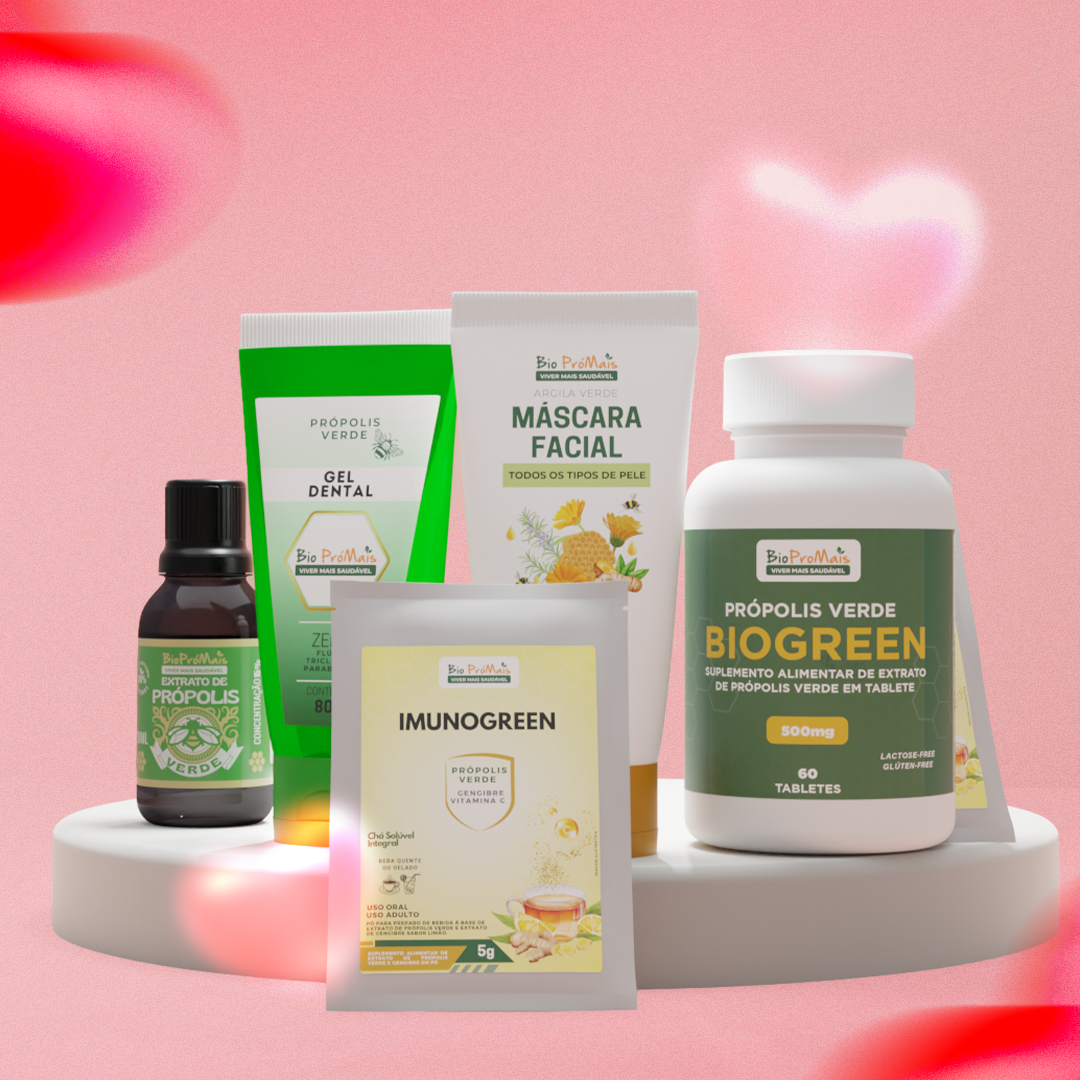 Kit Dia dos Namorados Biopromais - Coleção Completa com 5 Produtos de Própolis Verde