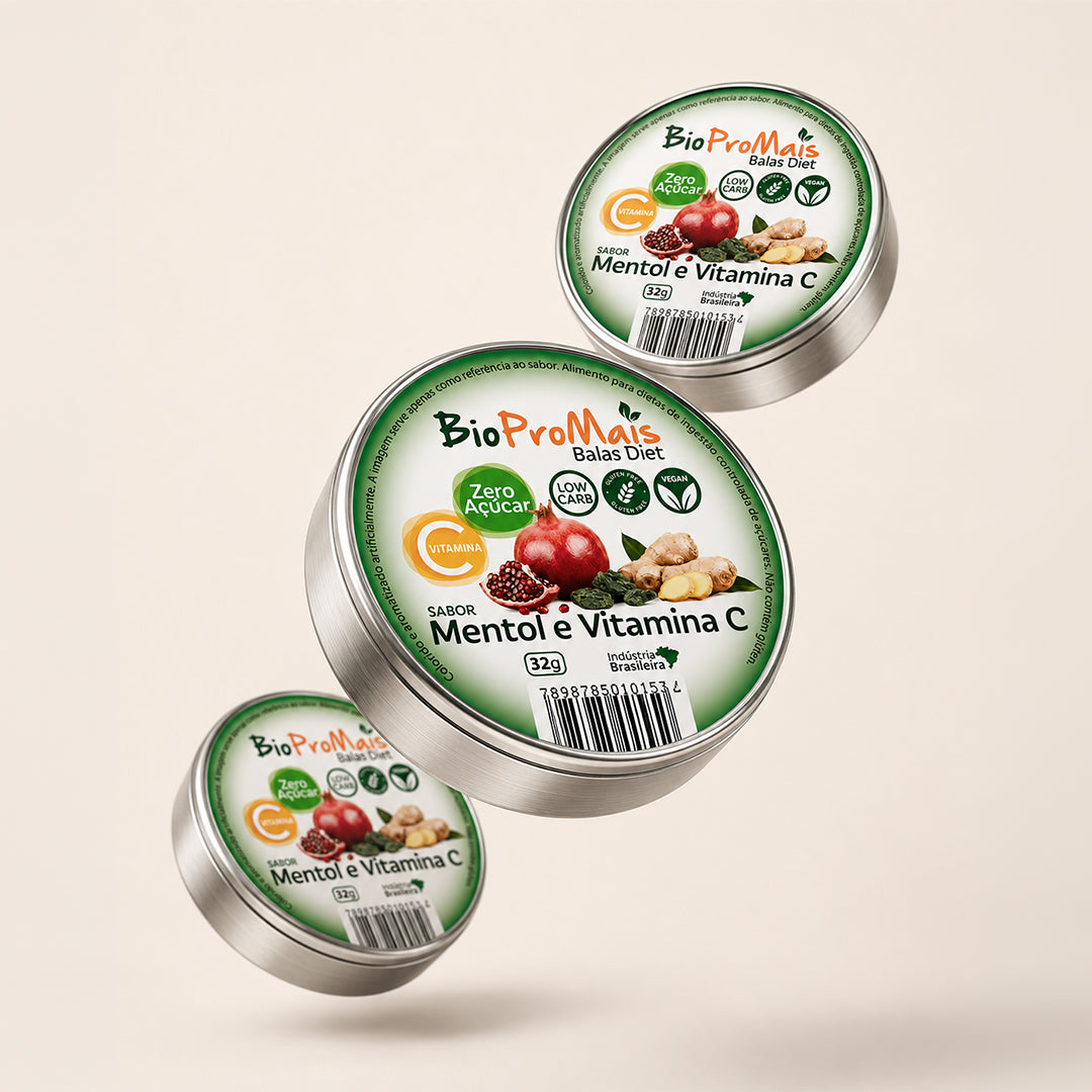 Balas Diet Mentol e Vitamina C Biopromais — 32g