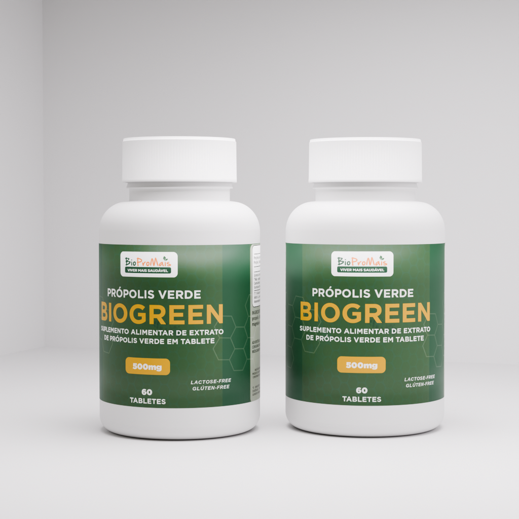 Tabletes de Própolis Verde 500mg - Biogreen (60 Unidades)
