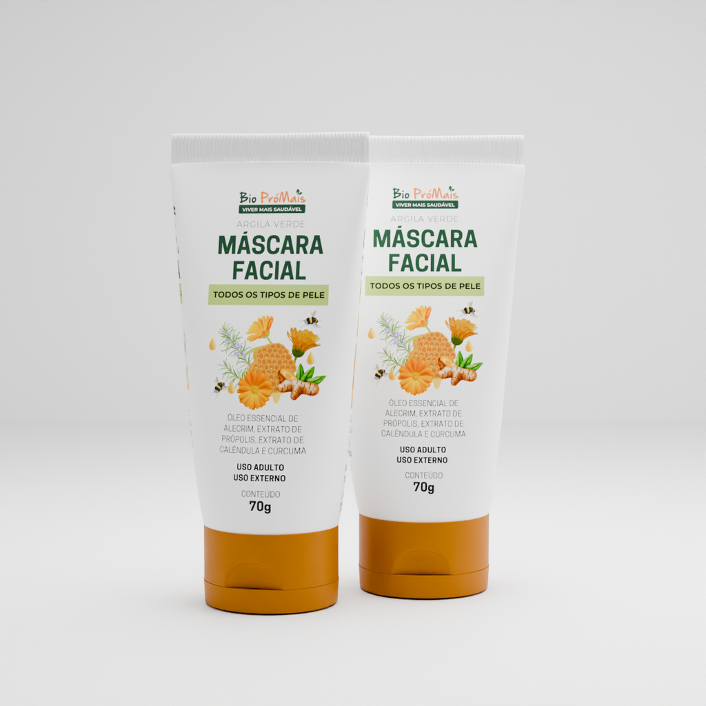 Máscara Facial de Argila Verde com Própolis e Alecrim (70g)