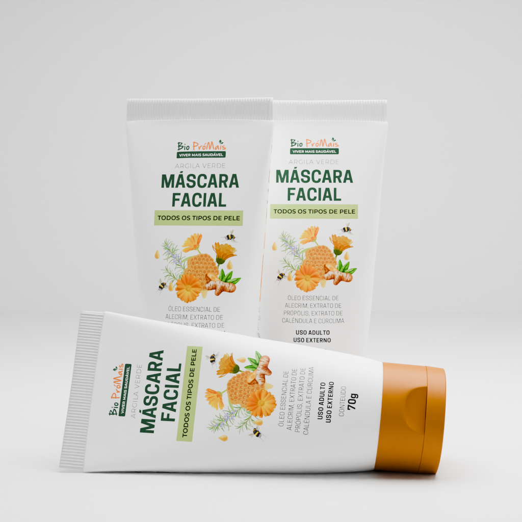 Máscara Facial de Argila Verde com Própolis e Alecrim (70g)