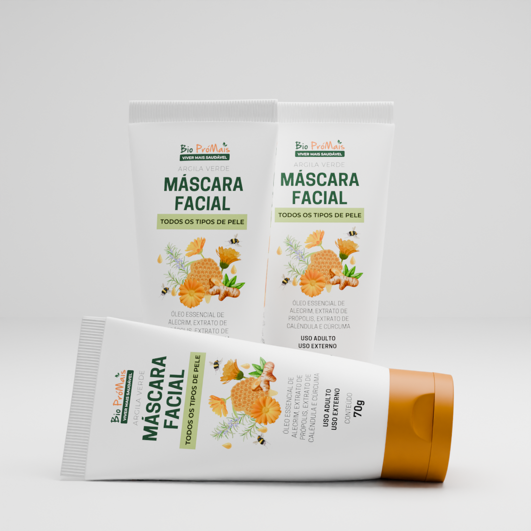 Máscara Facial de Argila Verde com Própolis e Alecrim (70g)