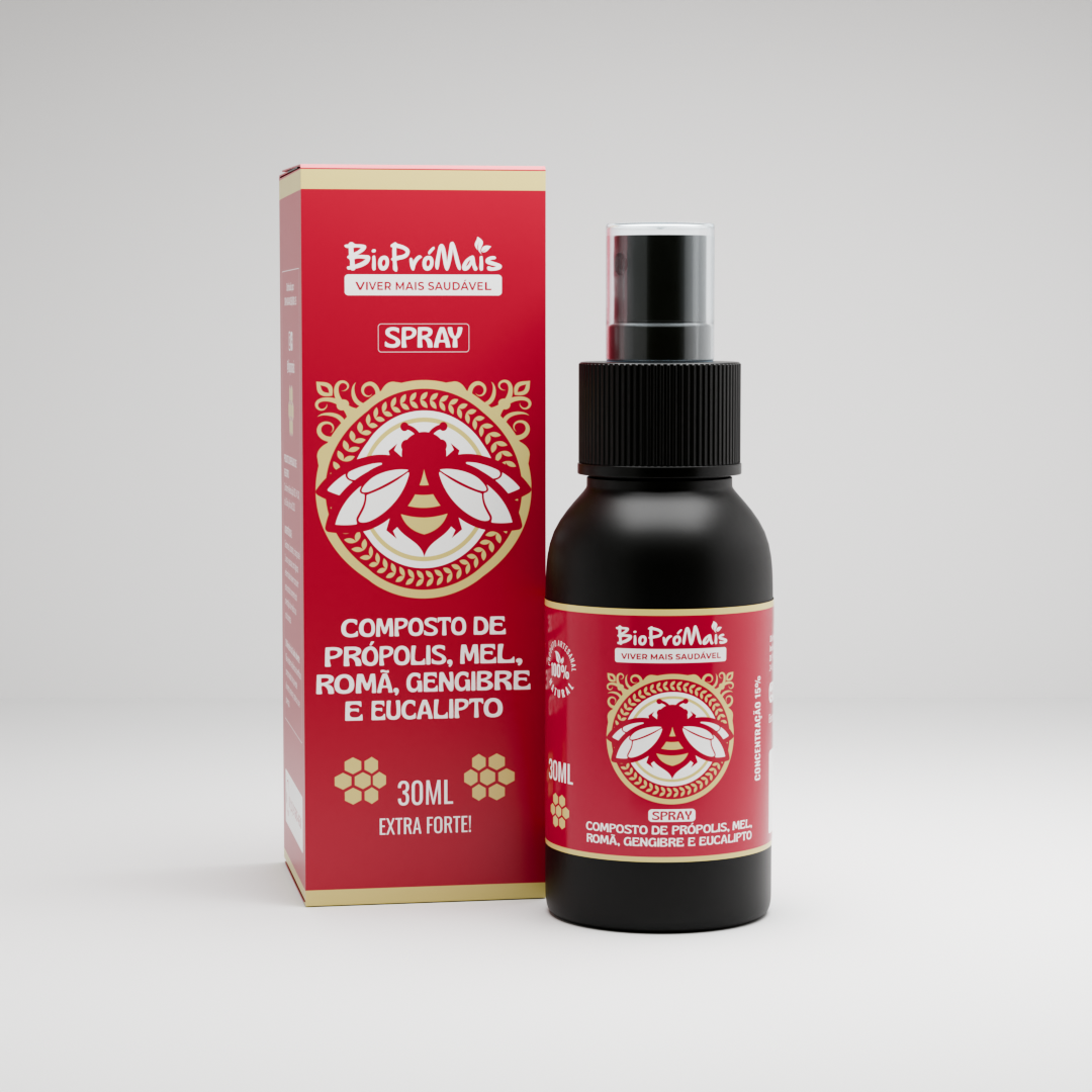 Spray Bucal Composto com Mel, Romã, Gengibre e Eucalipto (30ml)